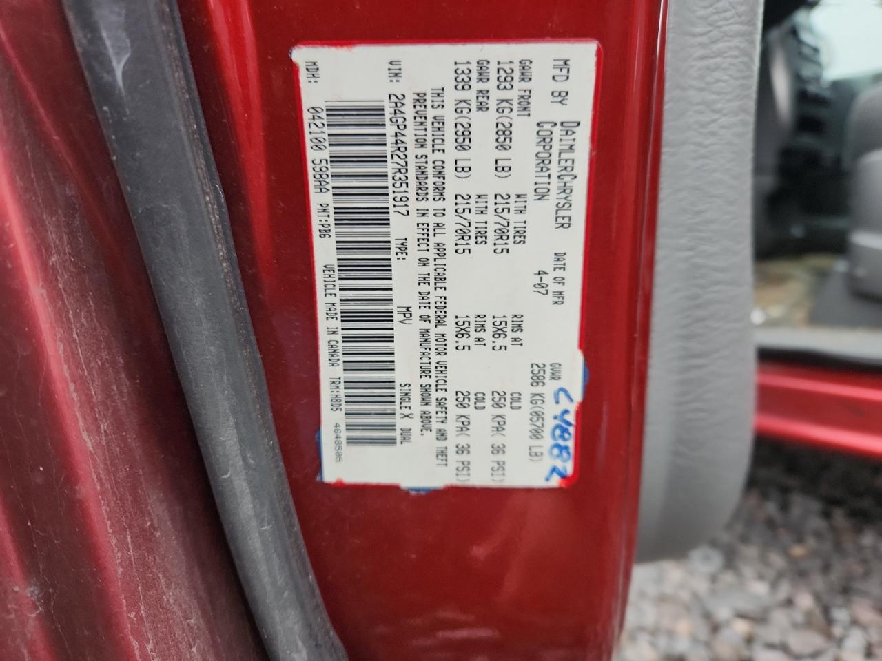 2005 Chrysler Town & Country Touring VIN: 2C4GP54L85R197749 Lot: 93653735