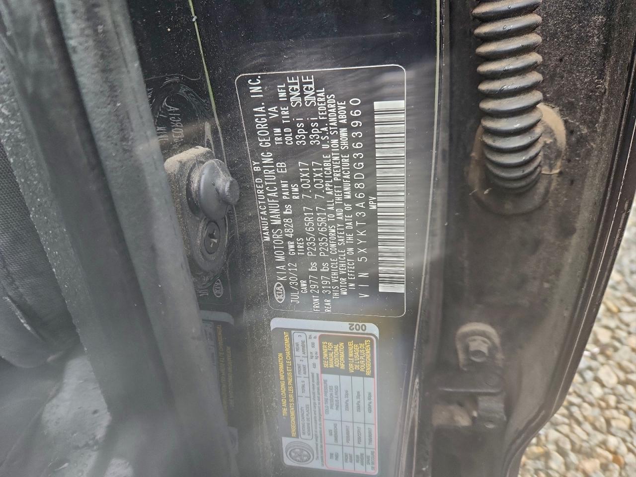 2013 Kia Sorento Lx VIN: 5XYKT3A68DG363960 Lot: 94133825