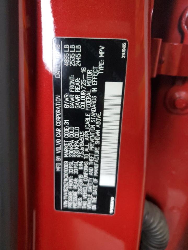 2019 Volvo Xc40 T5 Momentum VIN: YV4162XZ1K2010009 Lot: 92024355