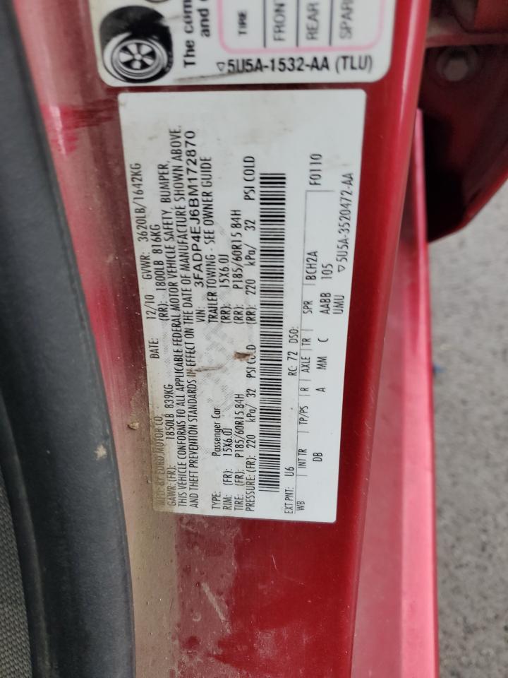 2011 Ford Fiesta Se VIN: 3FADP4EJ6BM172870 Lot: 92136105