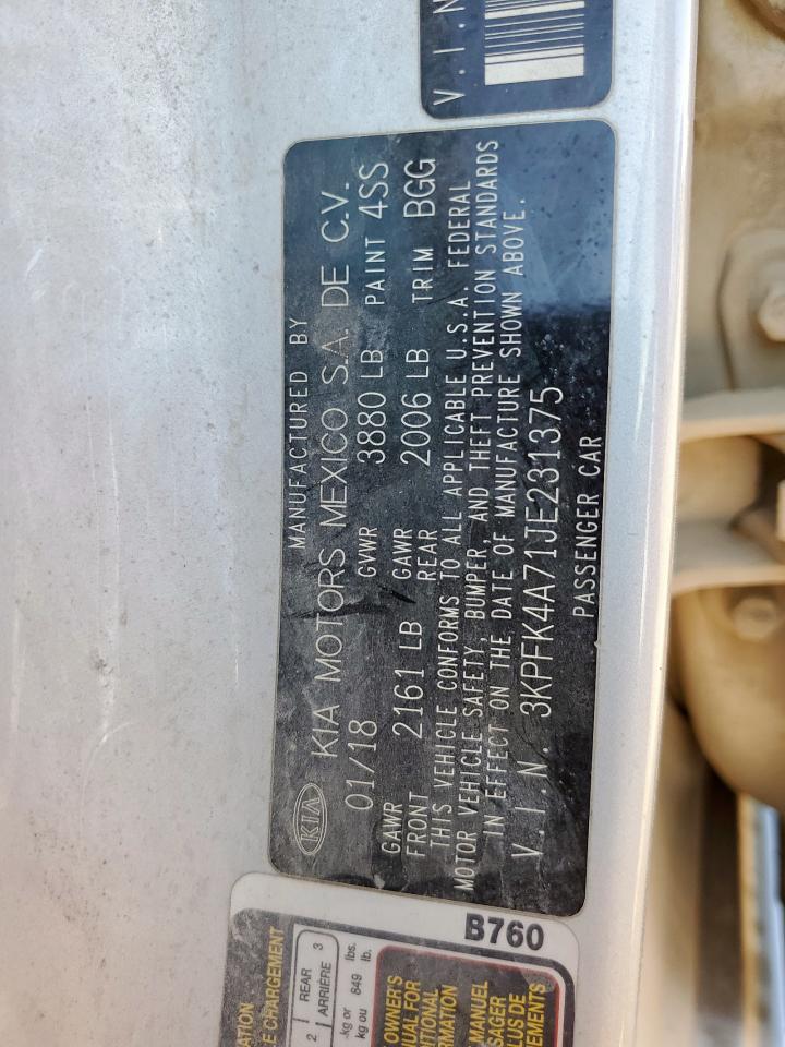 2018 Kia Forte Lx VIN: 3KPFK4A71JE231375 Lot: 92532695