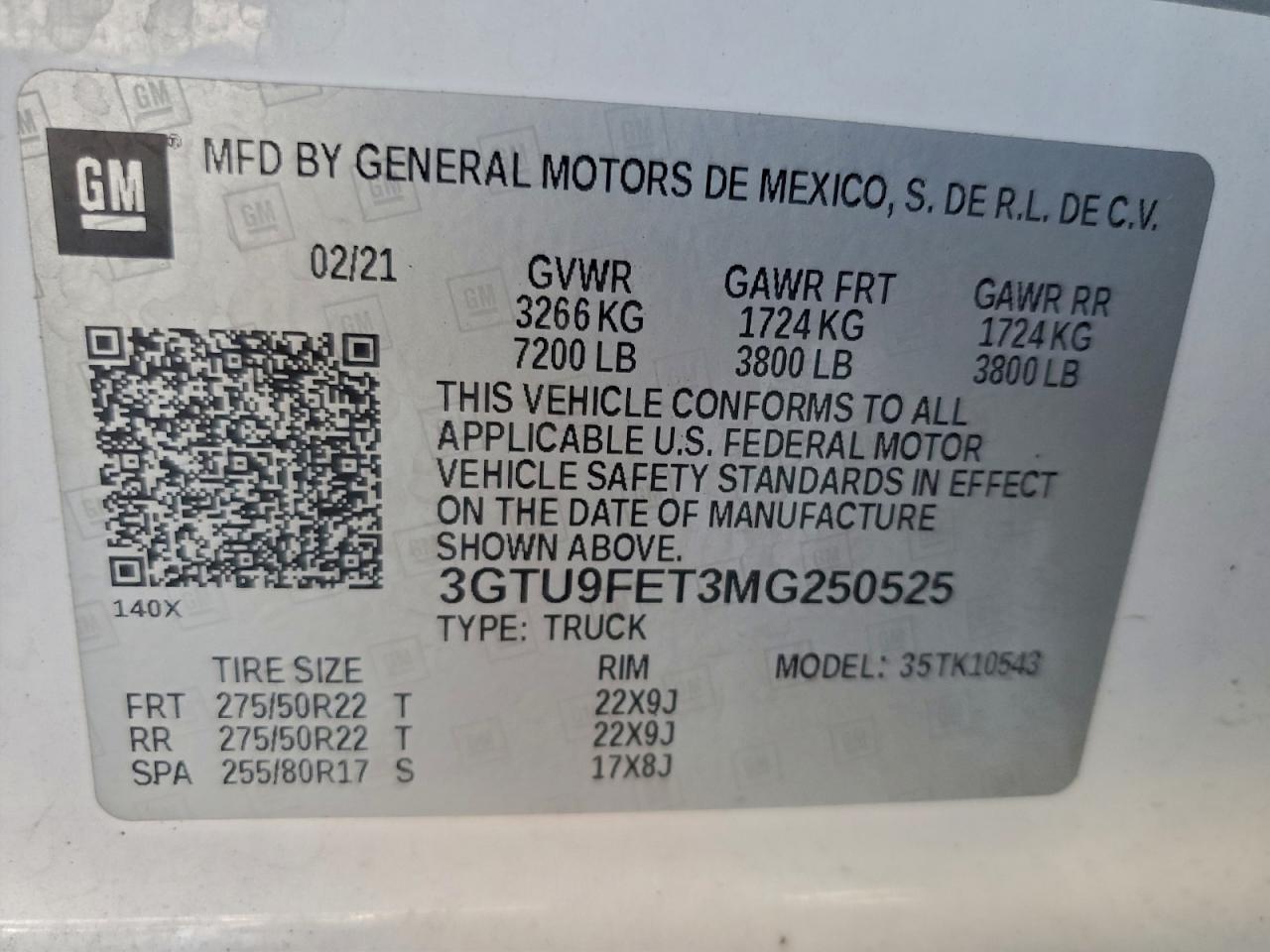 2021 GMC Sierra K1500 Denali VIN: 3GTU9FET3MG250525 Lot: 92711345