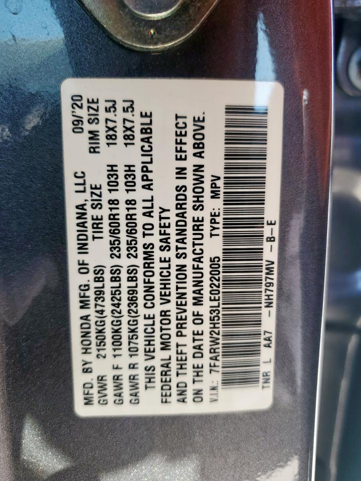 2020 Honda Cr-V Ex VIN: 7FARW2H53LE022005 Lot: 92061135
