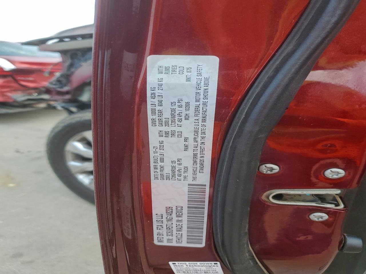 2022 Ram 2500 Limited VIN: 3C6UR5TL1NG148209 Lot: 93132175