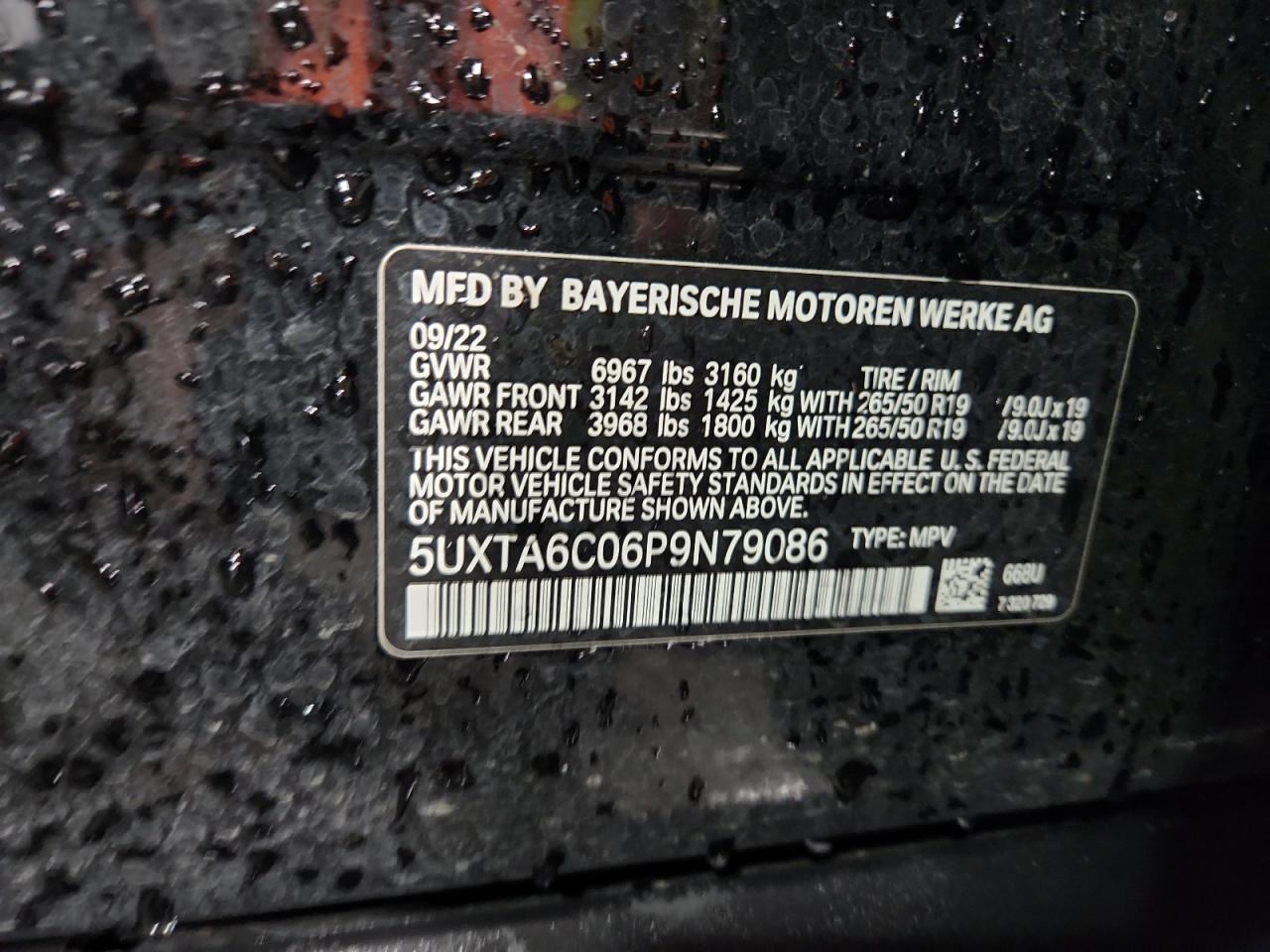 2023 BMW X5 xDrive45E VIN: 5UXTA6C06P9N79086 Lot: 92925165