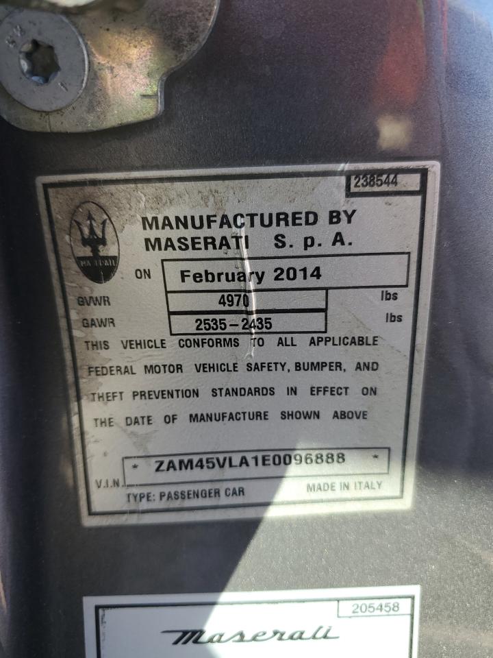 2014 Maserati Granturismo S VIN: ZAM45VLA1E0096888 Lot: 91646465