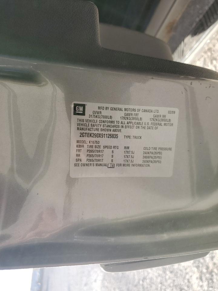2009 GMC Sierra K1500 Sle VIN: 2GTEK290X91126835 Lot: 90360475