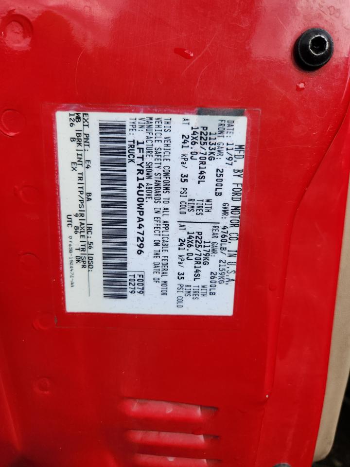 1998 Ford Ranger Super Cab VIN: 1FTYR14U0WPA47296 Lot: 93683895