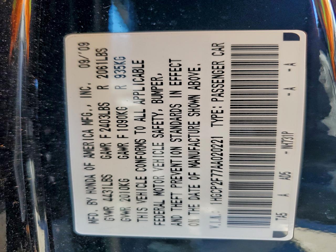 2010 Honda Accord Ex VIN: 1HGCP2F77AA020221 Lot: 94294475