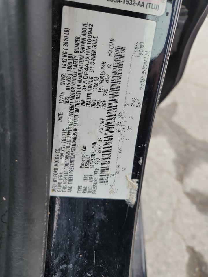 2017 Ford Fiesta S VIN: 3FADP4AJXHM100942 Lot: 93192205