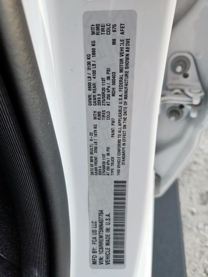 2022 Ram 1500 Big Horn/Lone Star VIN: 1C6RREMT5NN407764 Lot: 92700675