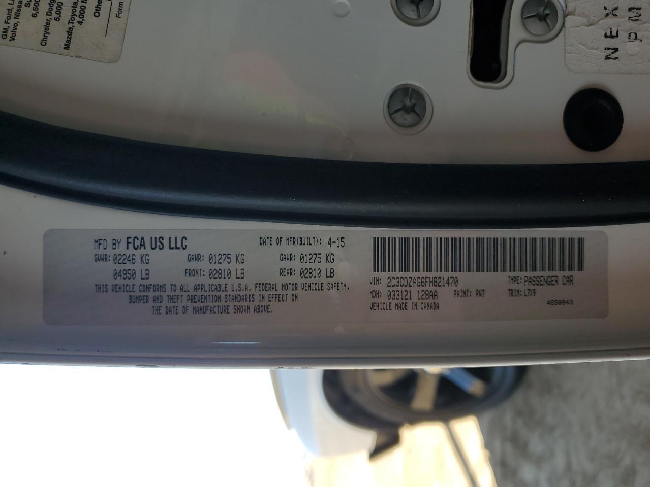 2015 Dodge Challenger Sxt VIN: 2C3CDZAG6FH821470 Lot: 92068875