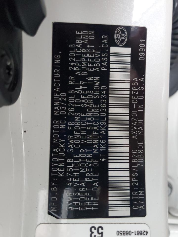 2020 Toyota Camry Xse VIN: 4T1K61AK9LU363340 Lot: 92657145