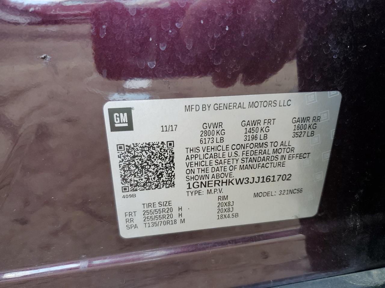 2018 Chevrolet Traverse Lt VIN: 1GNERHKW3JJ161702 Lot: 91781345