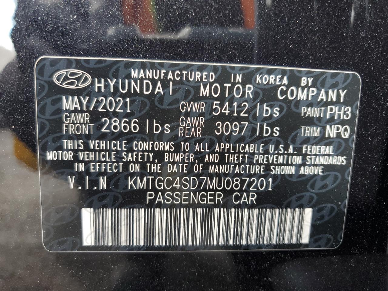 2021 Genesis G80 Base VIN: KMTGC4SD7MU087201 Lot: 92811665