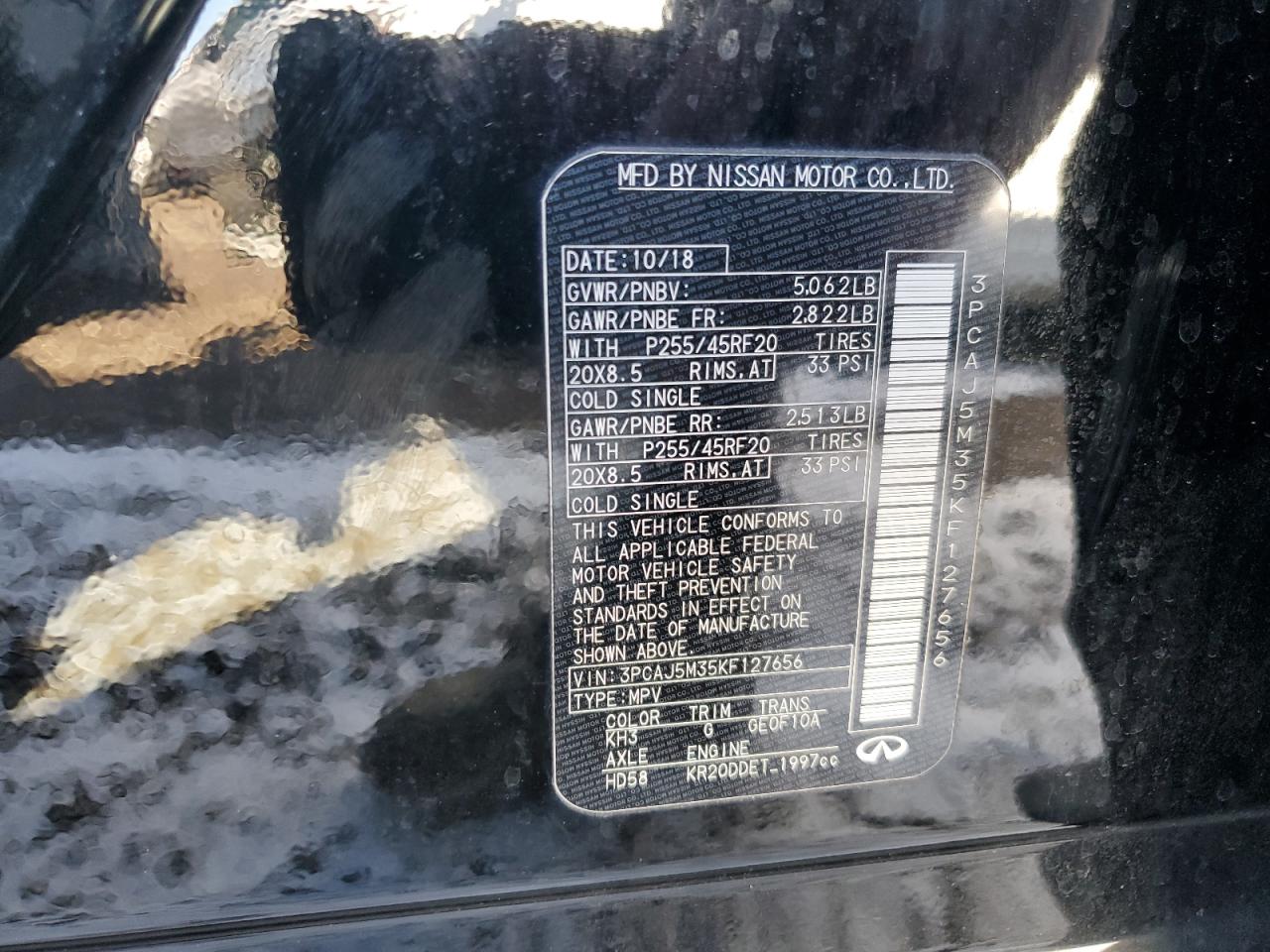 2019 Infiniti Qx50 Essential VIN: 3PCAJ5M35KF127656 Lot: 91915495