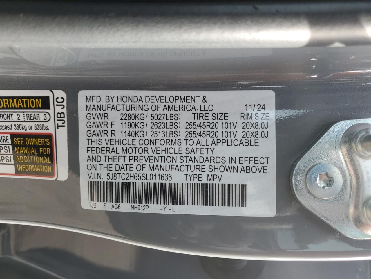 2025 Acura Rdx A-Spec VIN: 5J8TC2H65SL011636 Lot: 91619795