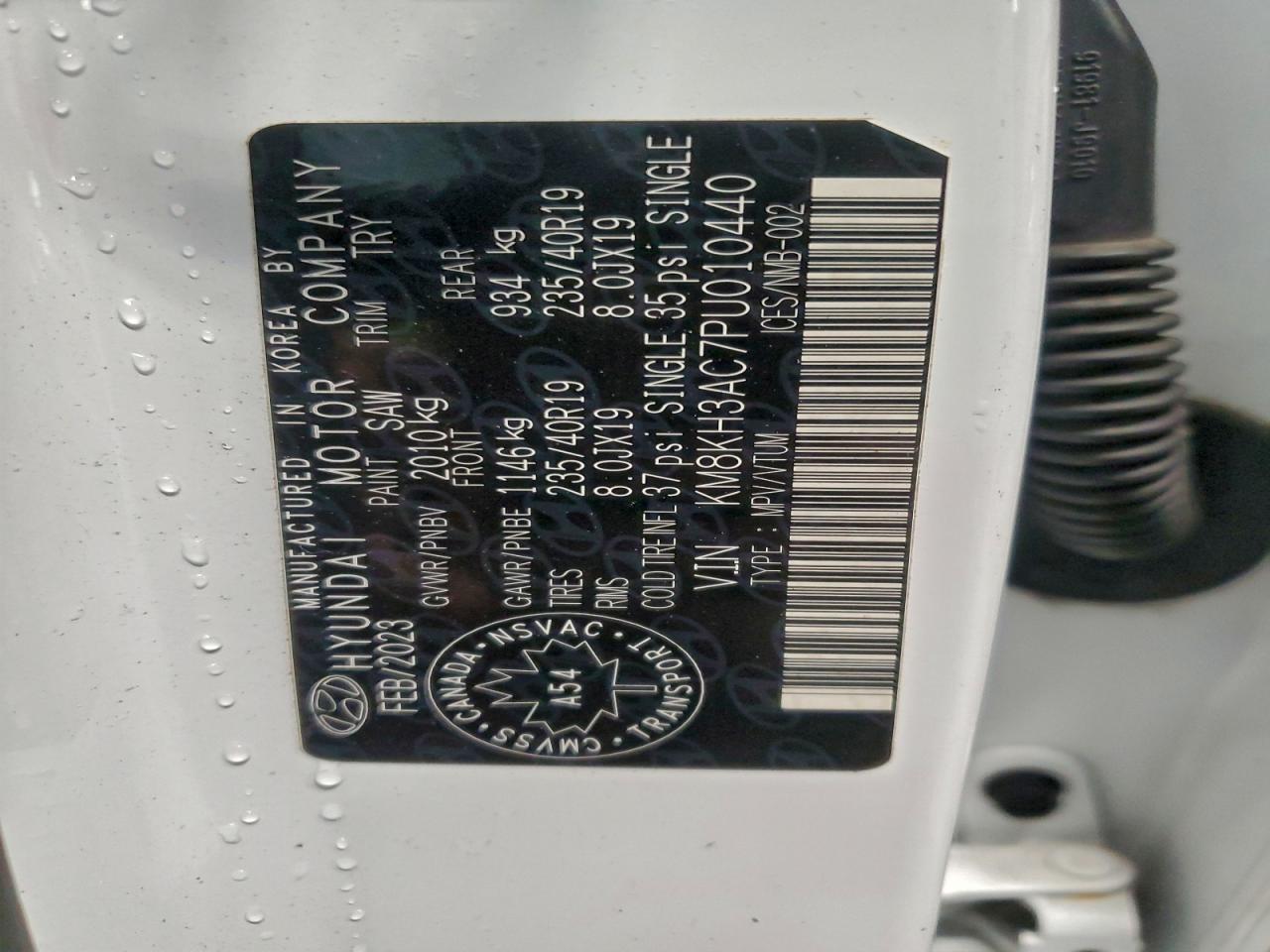 2023 Hyundai Kona N Base VIN: KM8KH3AC7PU010440 Lot: 93725725