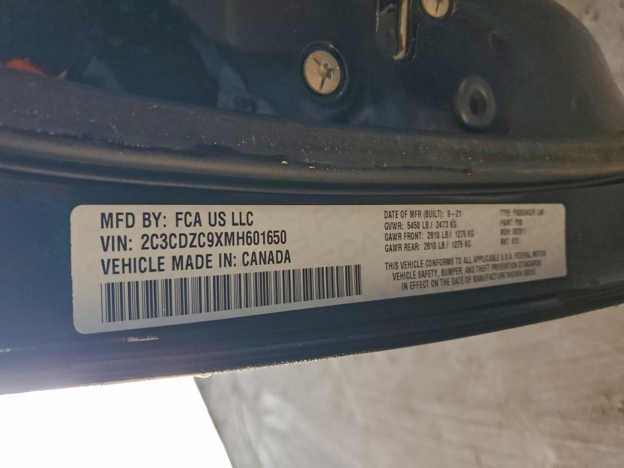 2021 Dodge Challenger Srt Hellcat VIN: 2C3CDZC9XMH601650 Lot: 94694595