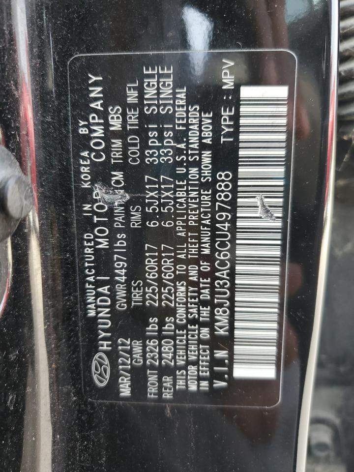 2012 Hyundai Tucson Gls VIN: KM8JU3AC6CU497888 Lot: 93385445