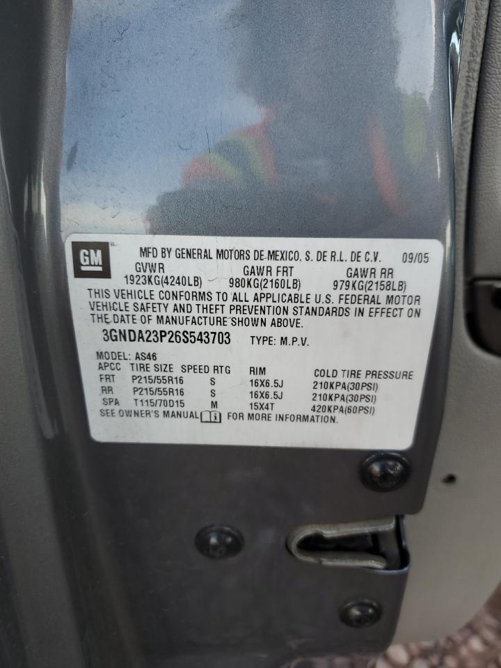 2006 Chevrolet Hhr Lt VIN: 3GNDA23P26S543703 Lot: 93358635