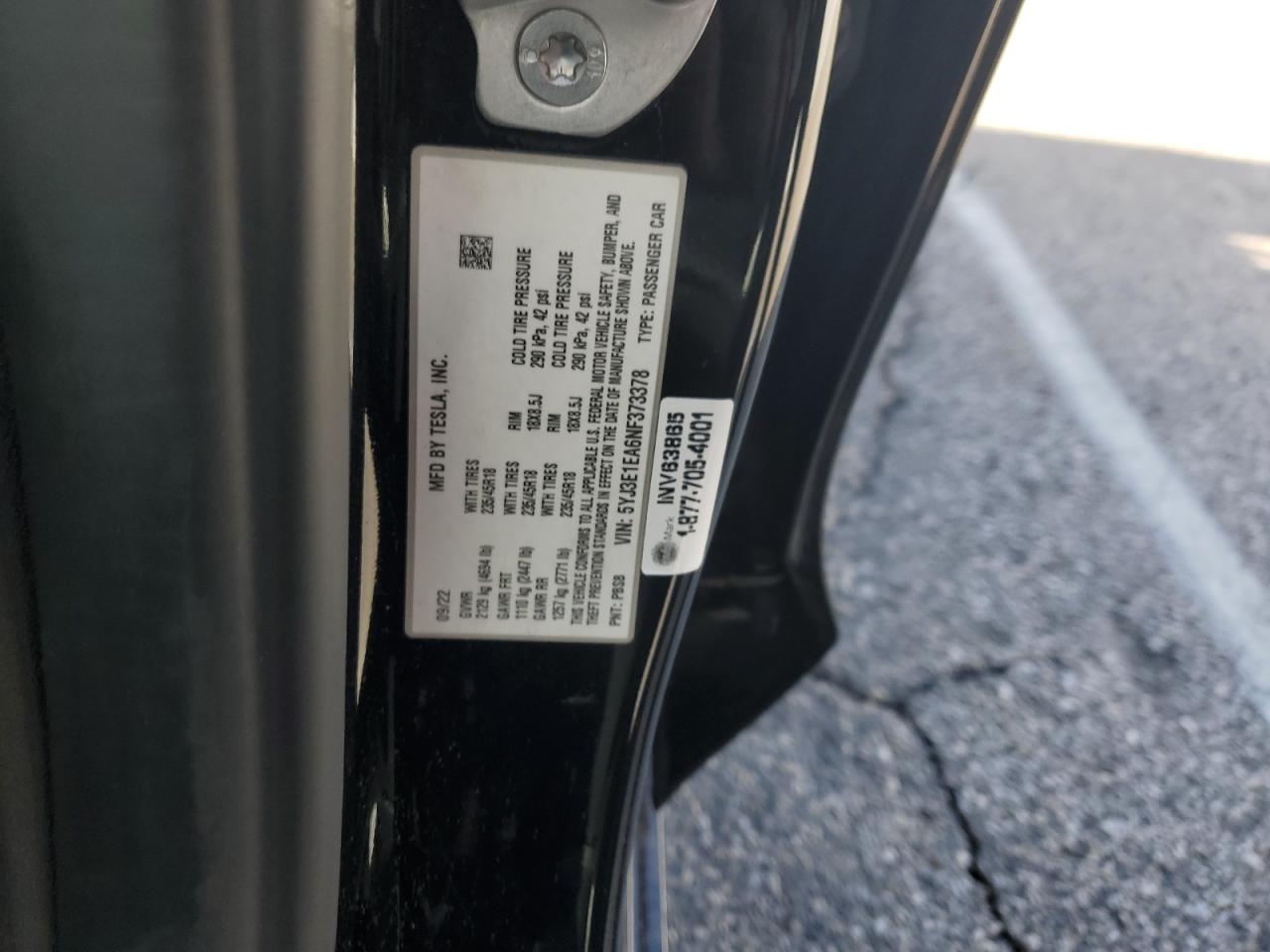 2022 Tesla Model 3 VIN: 5YJ3E1EA6NF373378 Lot: 93142495