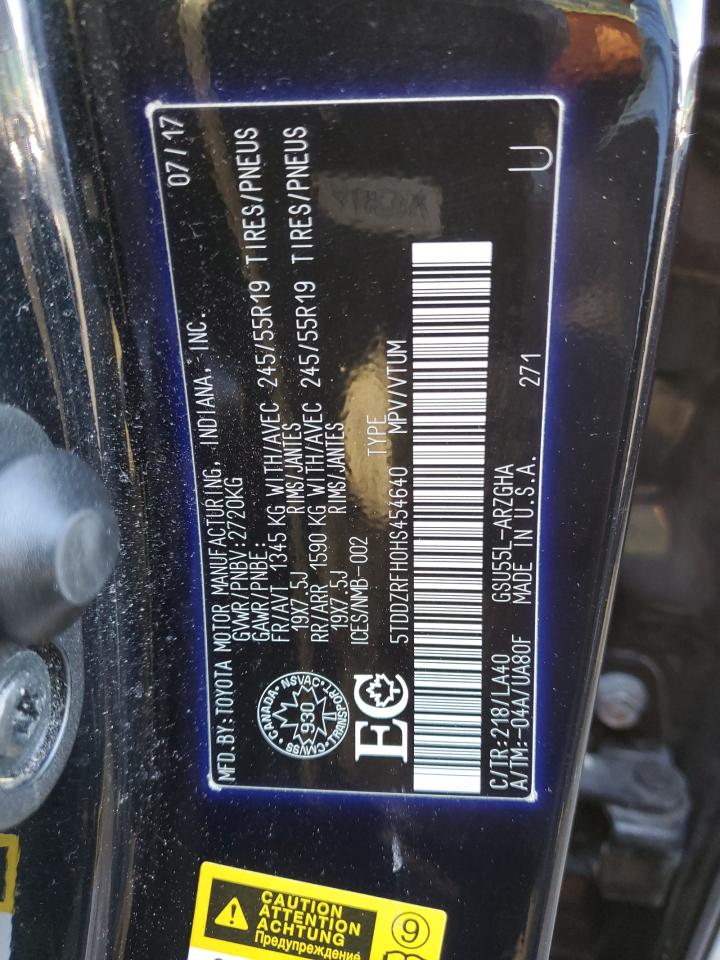 2017 Toyota Highlander Limited VIN: 5TDDZRFH0HS454640 Lot: 92390795