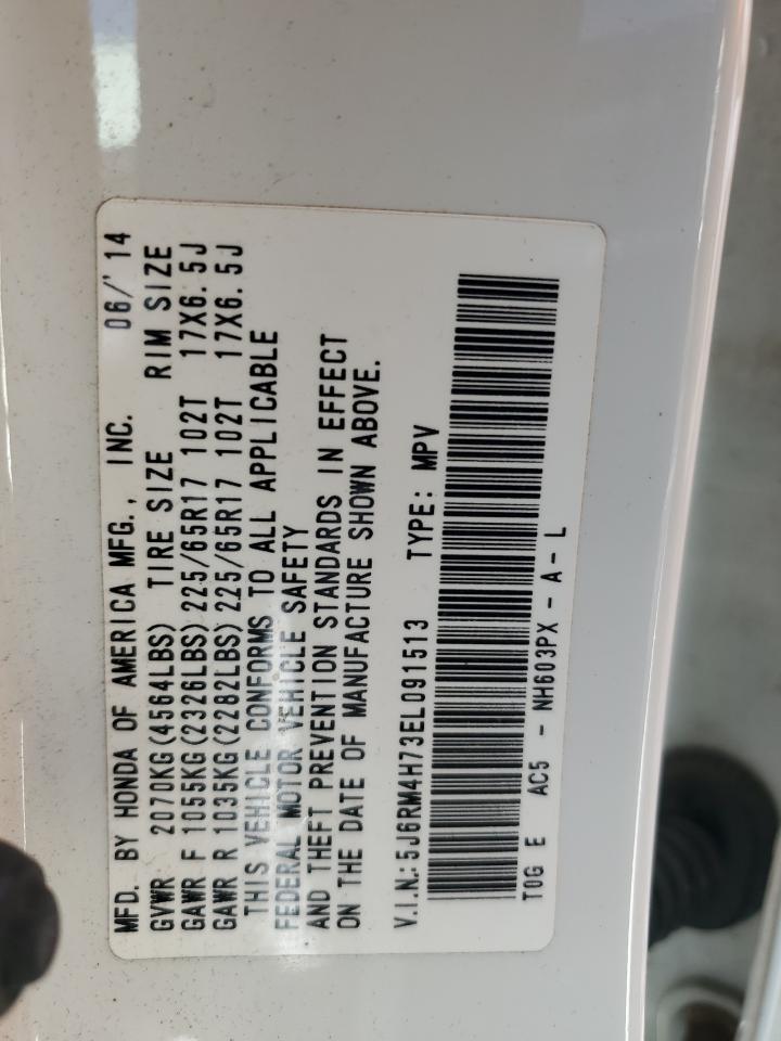 2014 Honda Cr-V Exl VIN: 5J6RM4H73EL091513 Lot: 91527605