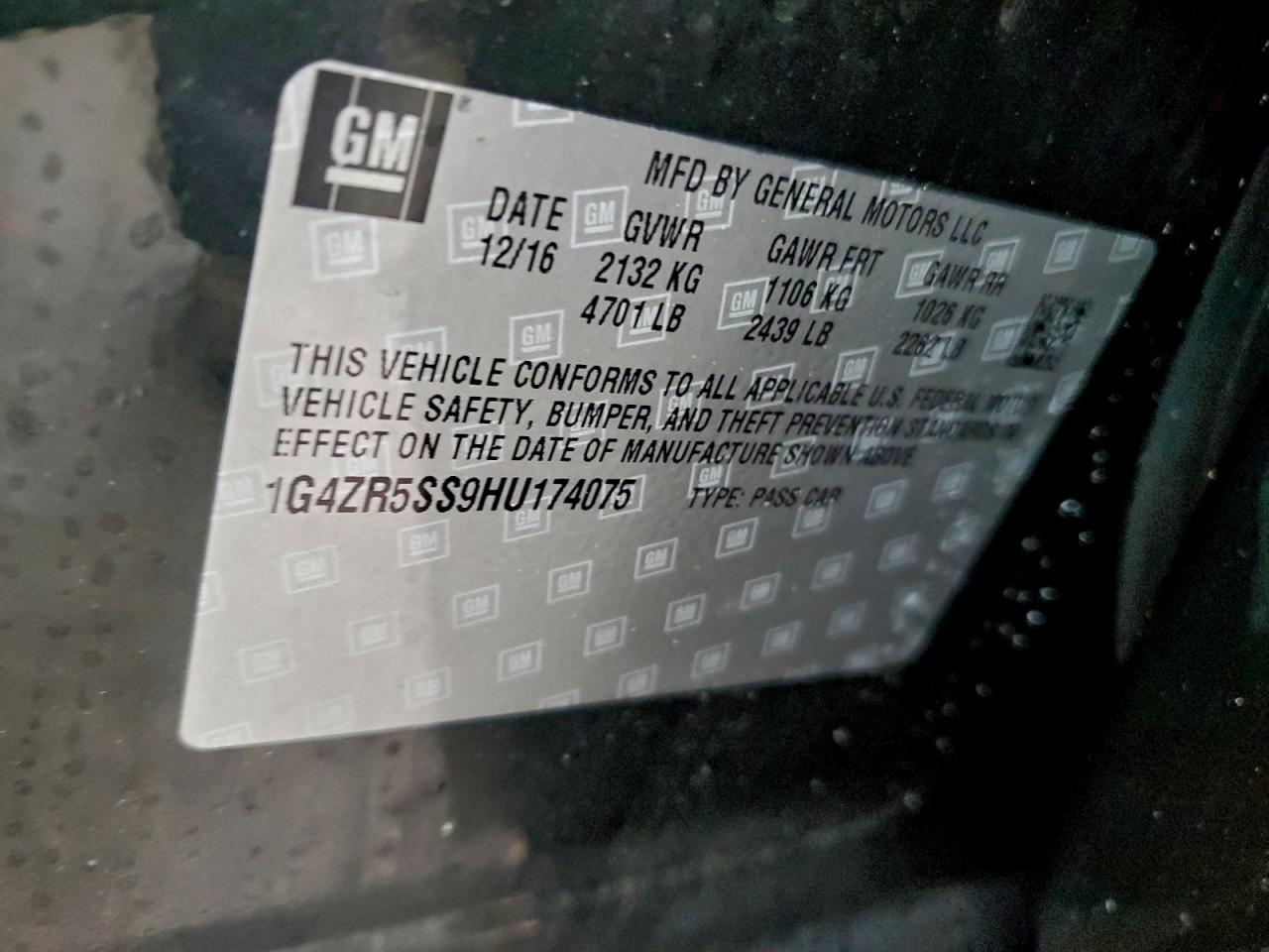 2017 Buick Lacrosse Premium VIN: 1G4ZR5SS9HU174075 Lot: 94587545