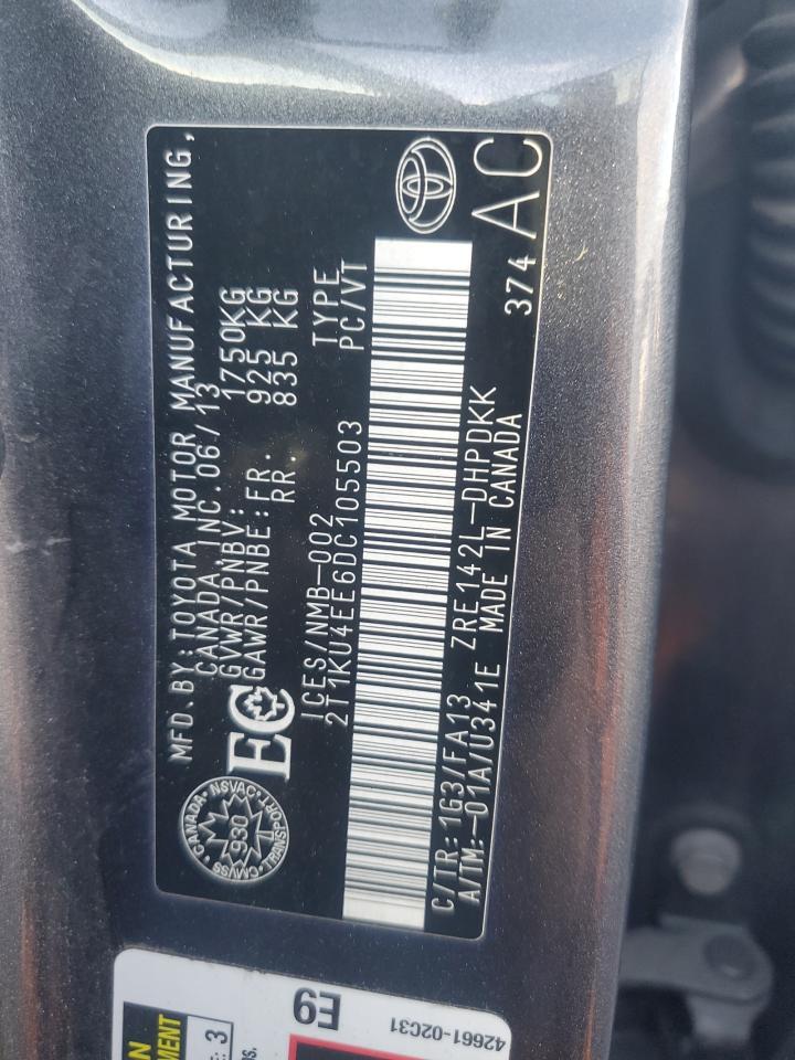 2013 Toyota Corolla Matrix VIN: 2T1KU4EE6DC105503 Lot: 93337525