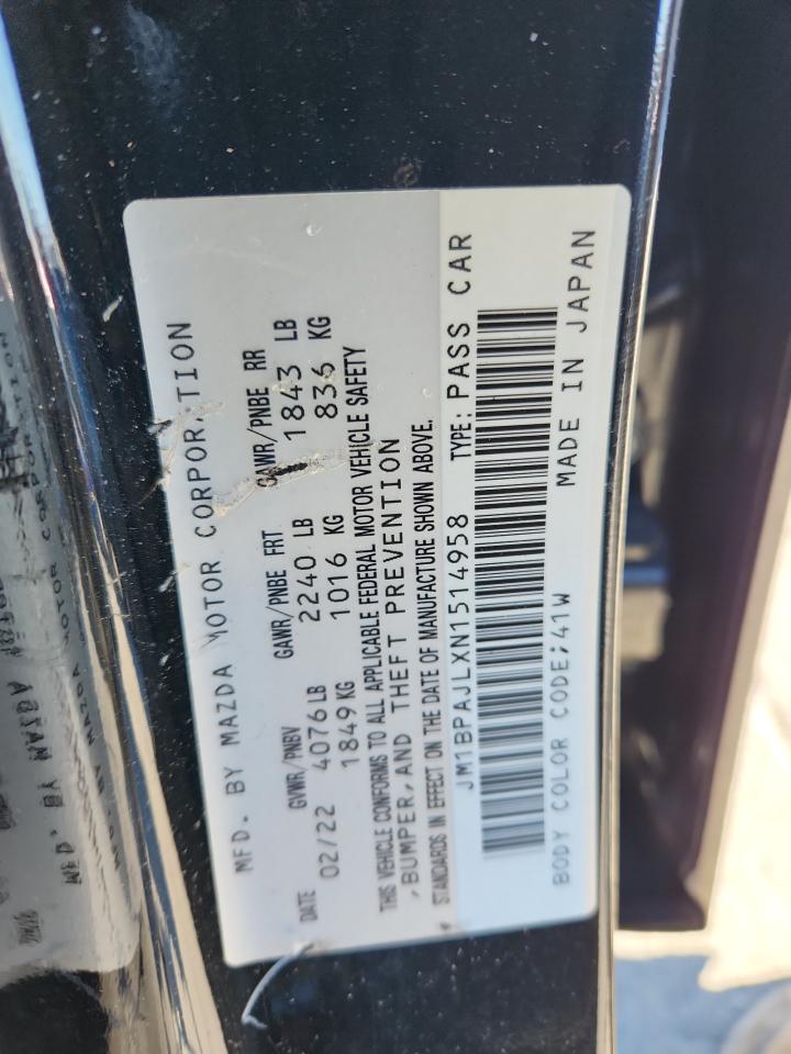 2022 Mazda 3 VIN: JM1BPAJLXN1514958 Lot: 92125225