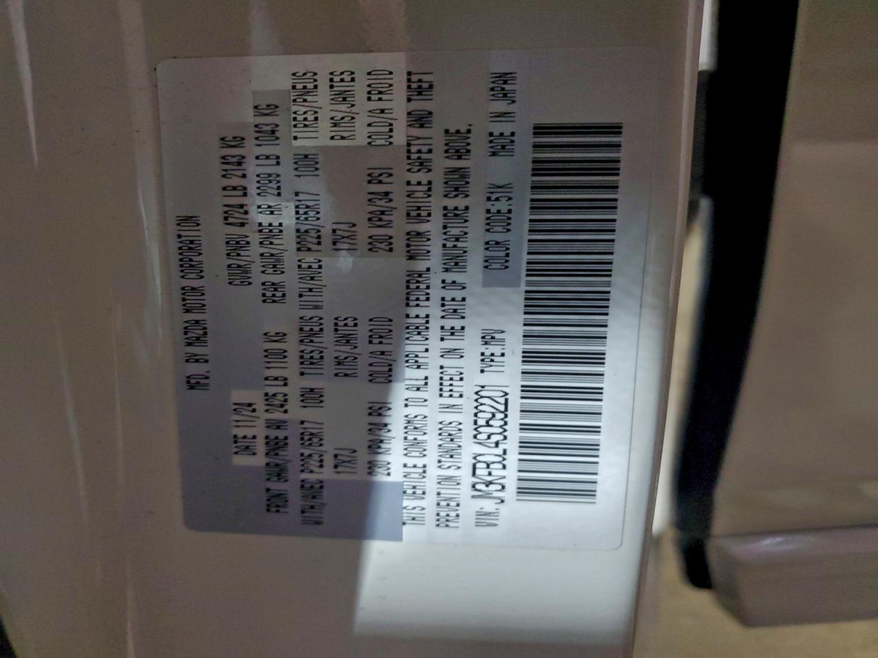 2025 Mazda Cx-5 Preferred VIN: JM3KFBCL4S0592201 Lot: 94140825