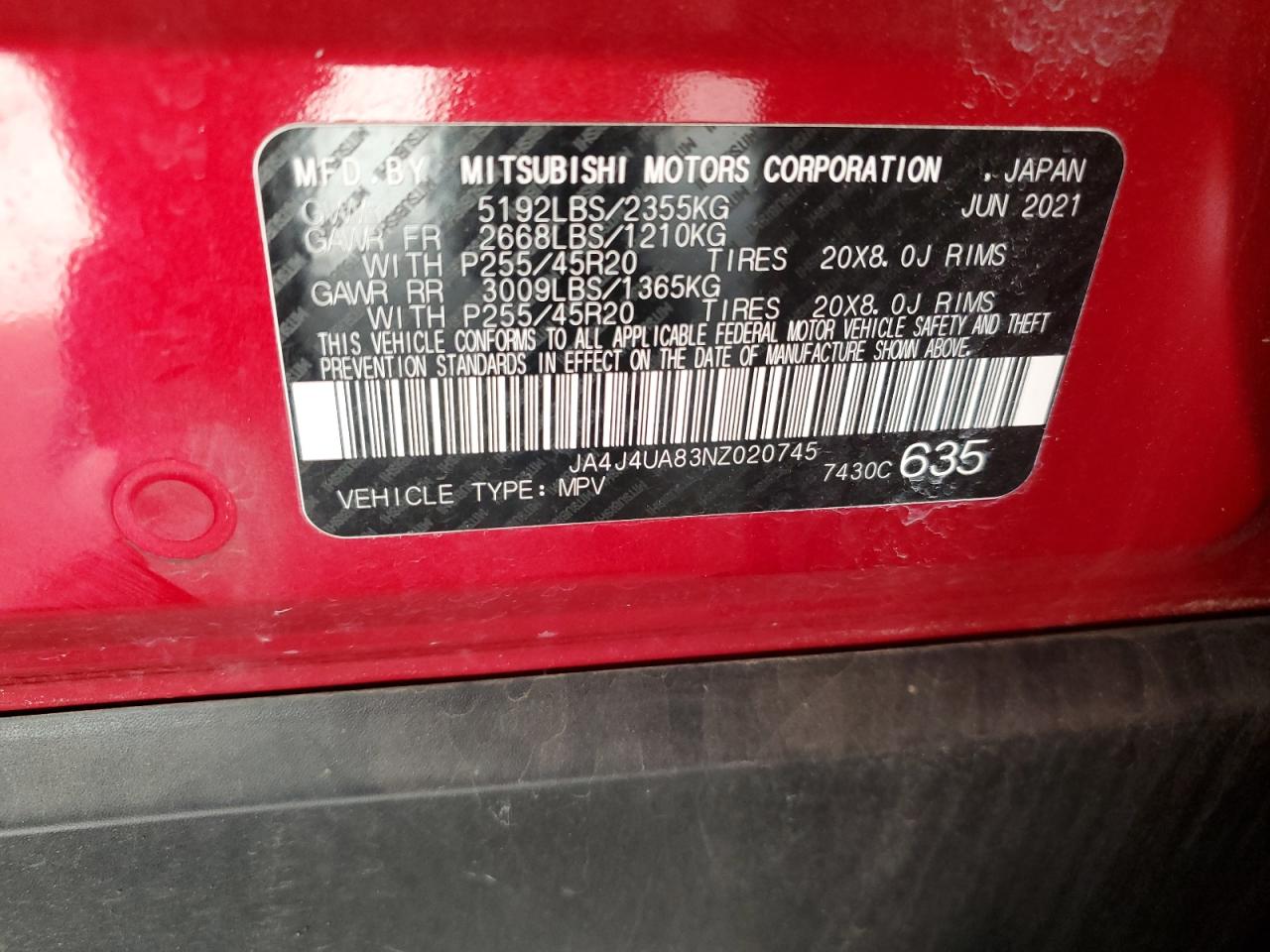 2022 Mitsubishi Outlander Se VIN: JA4J4UA83NZ020745 Lot: 90381585