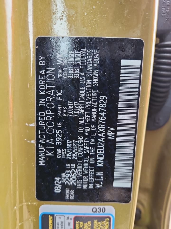 2024 Kia Seltos S VIN: KNDEU2AAXR7647829 Lot: 93631475