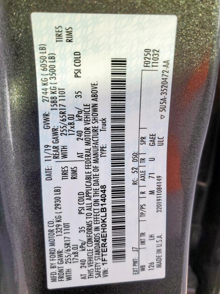 2019 Ford Ranger Xl VIN: 1FTER4EH0KLB14048 Lot: 93248225