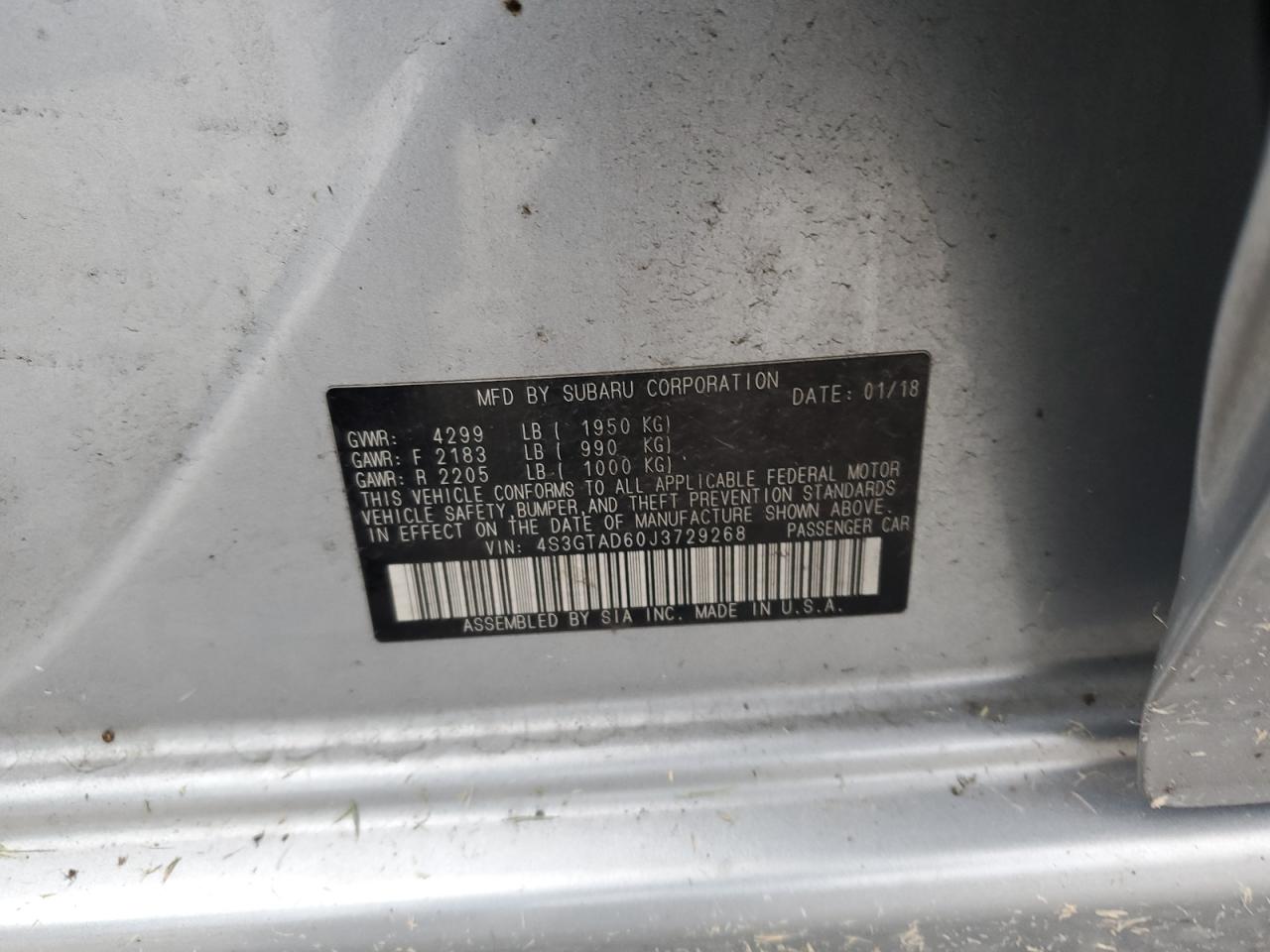 2018 Subaru Impreza Premium Plus VIN: 4S3GTAD60J3729268 Lot: 92569785