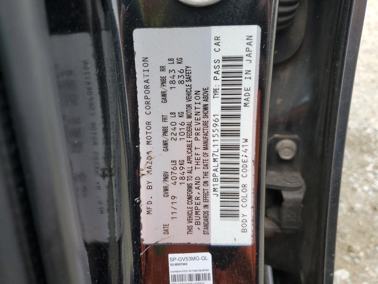 2020 Mazda 3 VIN: JM1BPALM7L1155961 Lot: 92314805