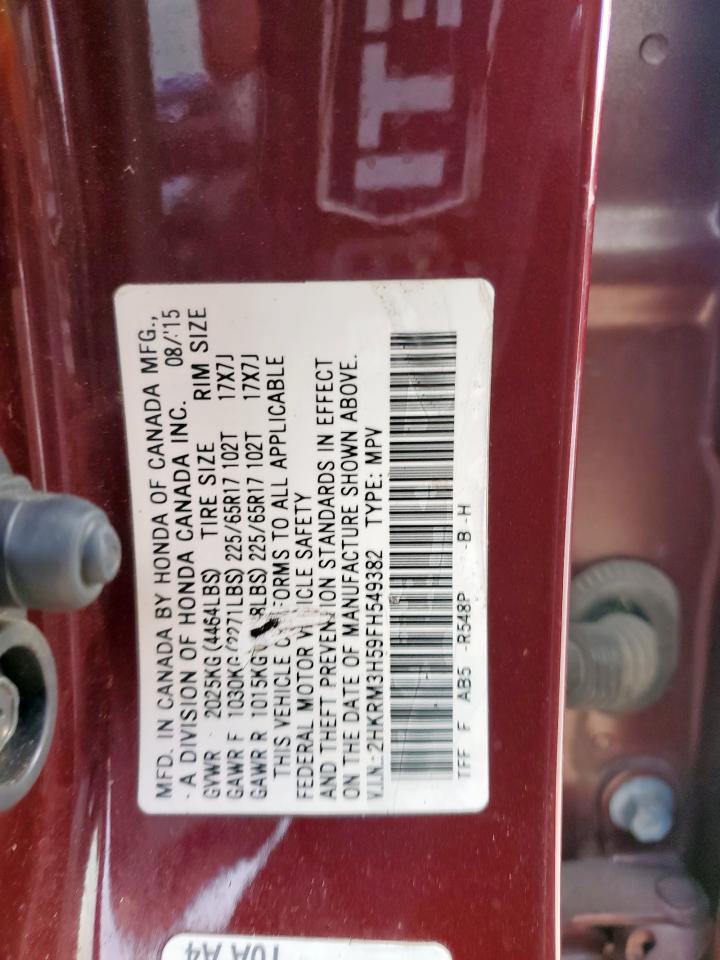 2015 Honda Cr-V Ex VIN: 2HKRM3H59FH549382 Lot: 92738605