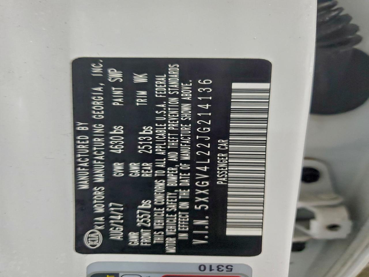 2018 Kia Optima Sxl VIN: 5XXGV4L22JG214136 Lot: 93954255