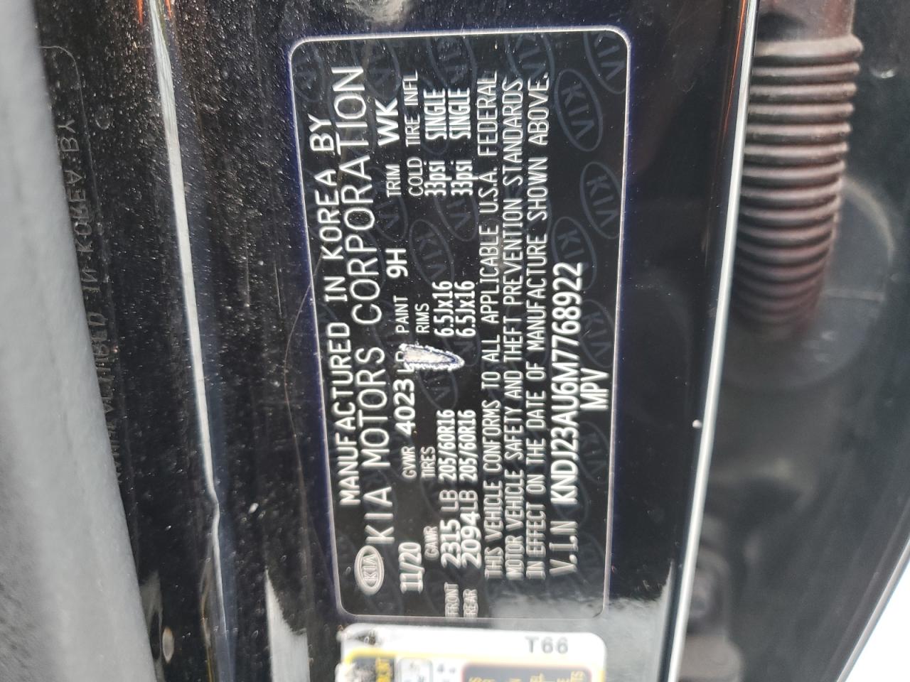 2021 Kia Soul Lx VIN: KNDJ23AU6M7768922 Lot: 93523775