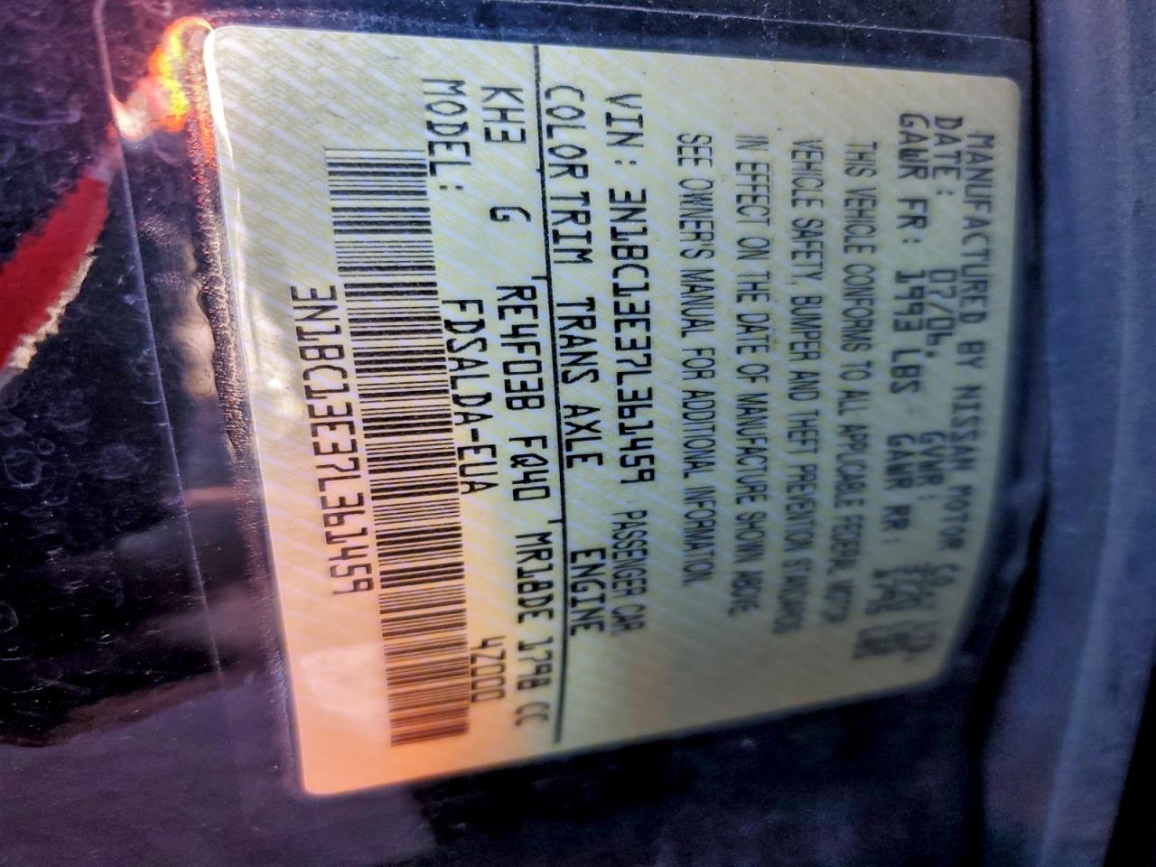 2007 Nissan Versa S VIN: 3N1BC13E37L361459 Lot: 94129795