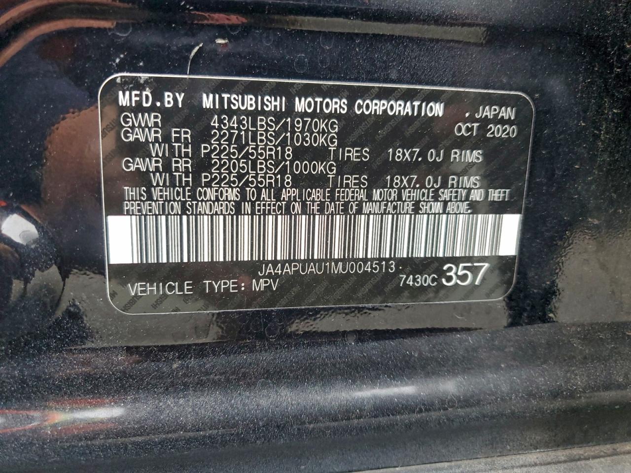 2021 Mitsubishi Outlander Sport Es VIN: JA4APUAU1MU004513 Lot: 93137895