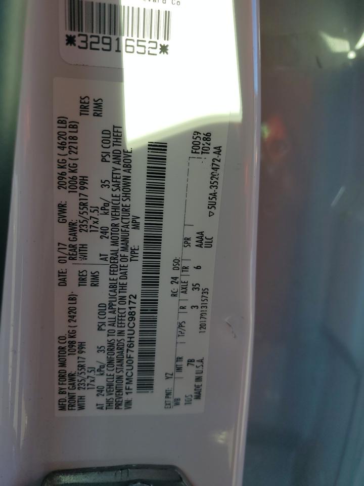 2017 Ford Escape S VIN: 1FMCU0F76HUC98172 Lot: 92814335