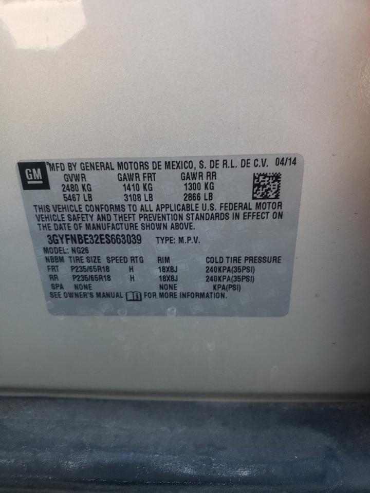 2014 Cadillac Srx Luxury Collection VIN: 3GYFNBE32ES663039 Lot: 91473335