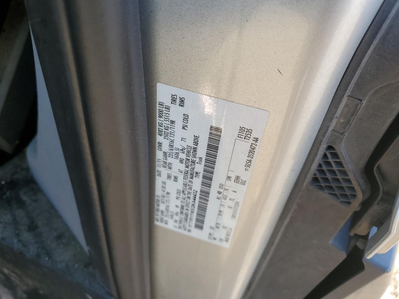 2016 Ford Transit T-250 Utility / Service Van VIN: 1FTYR1YMXGKA44432 Lot: 92572365