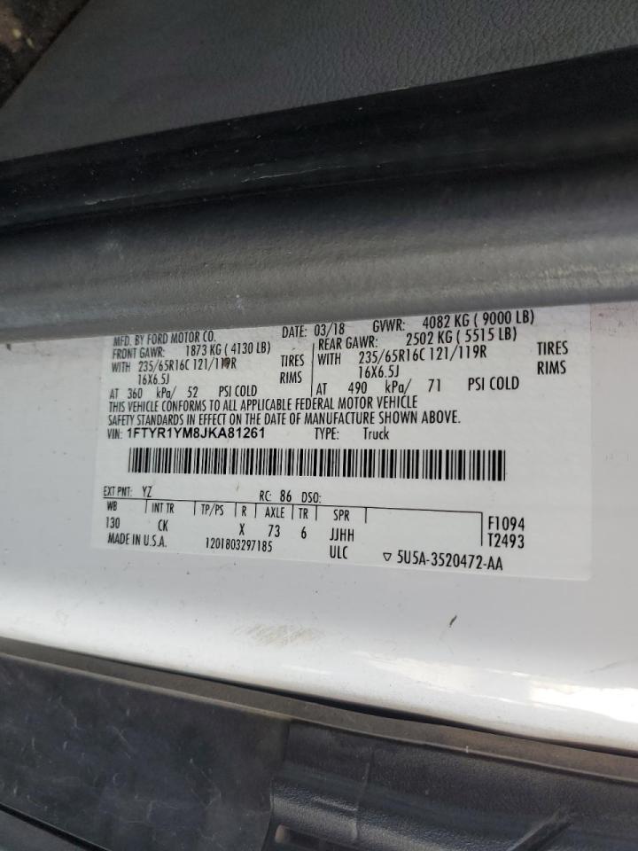 2018 Ford Transit Delivery Van VIN: 1FTYR1YM8JKA81261 Lot: 92952985