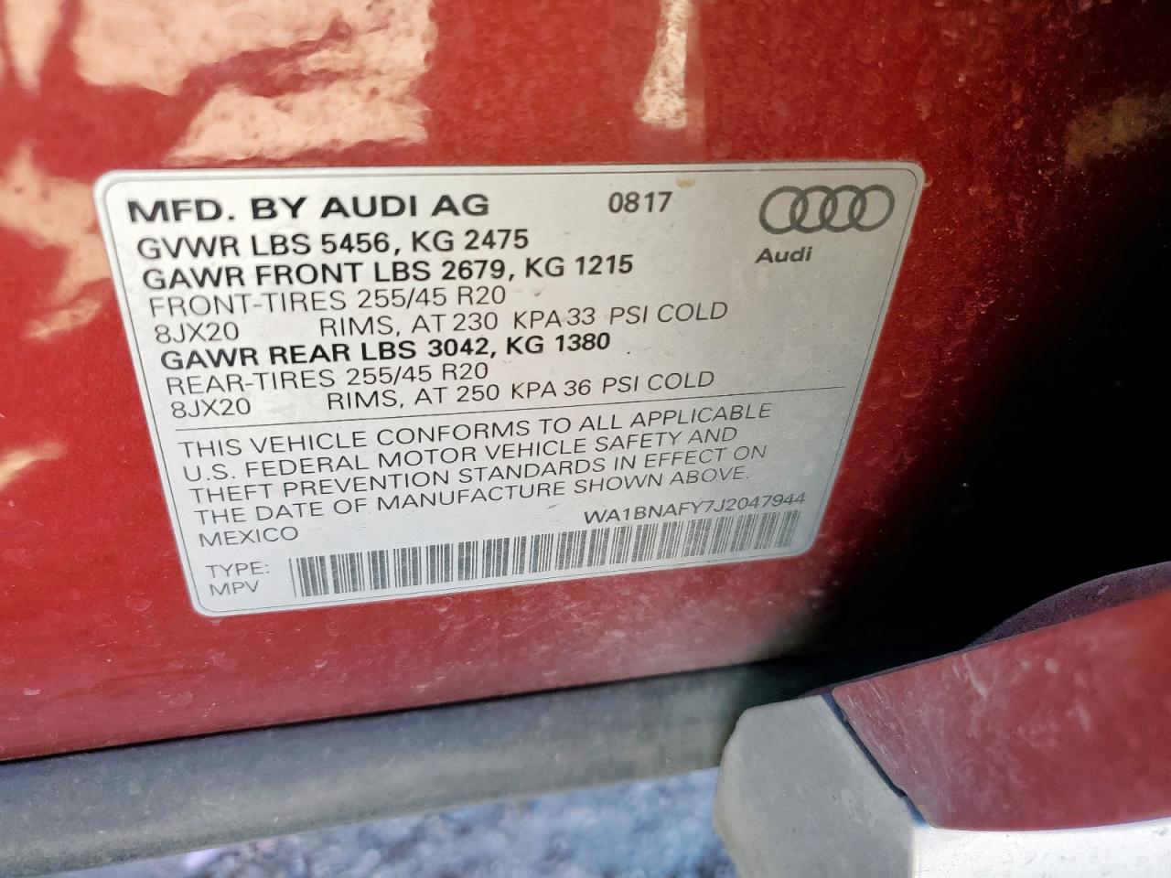 2018 Audi Q5 Premium Plus VIN: WA1BNAFY7J2047944 Lot: 92422895