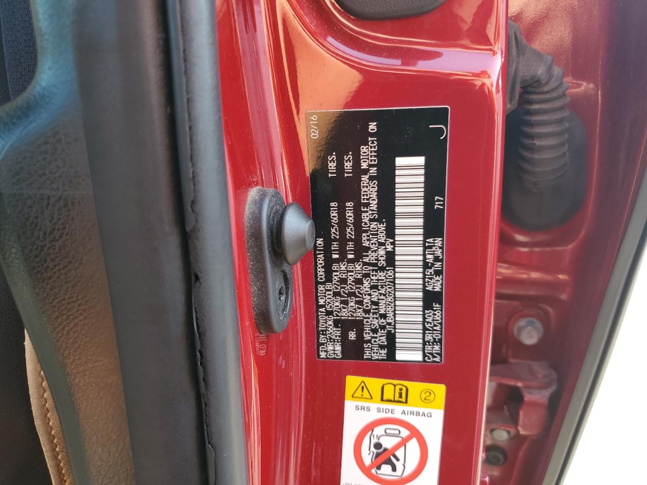 2016 Lexus Nx 200T Base VIN: JTJBARBZ8G2071061 Lot: 91313655