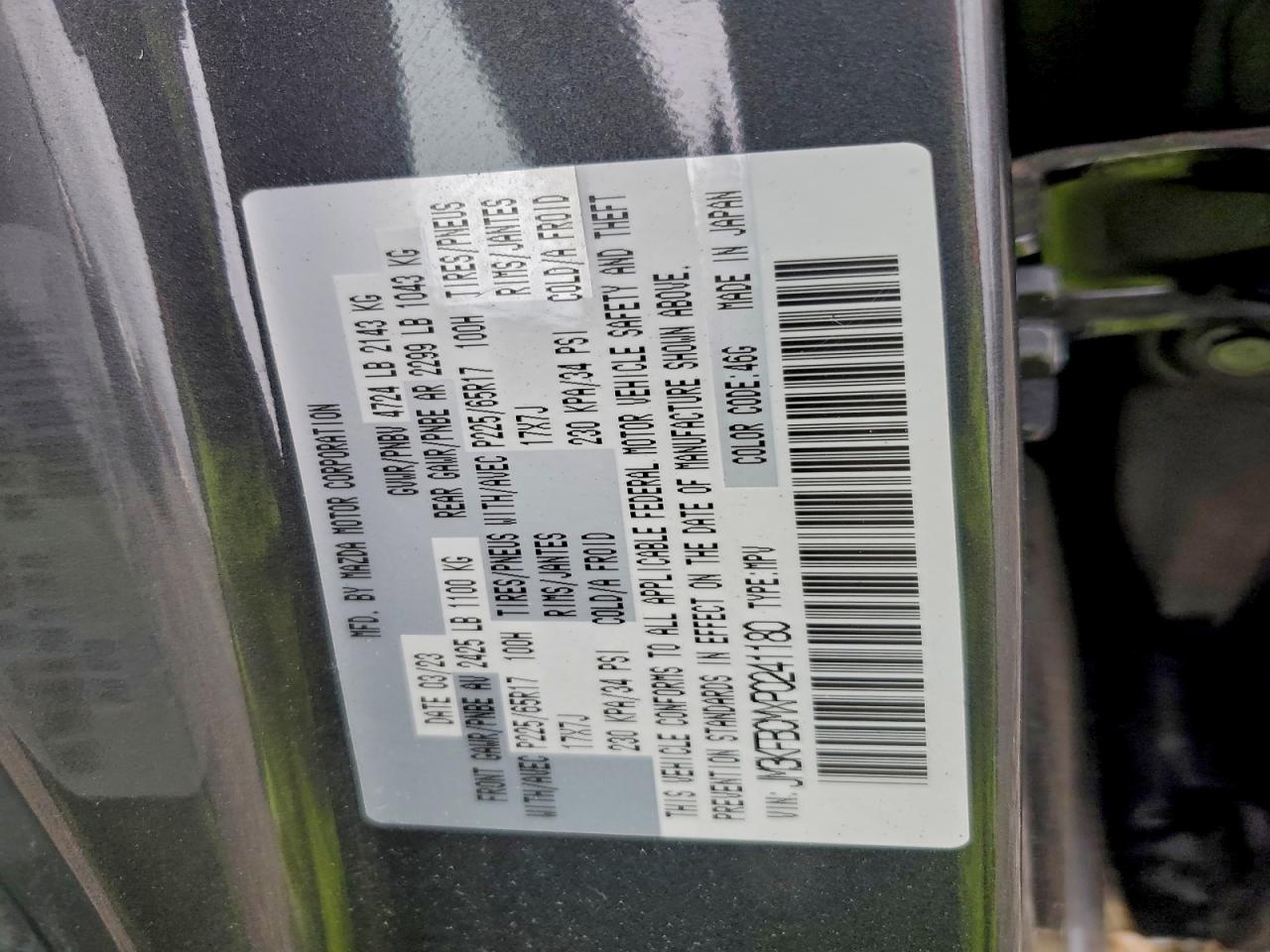 2023 Mazda Cx-5 Preferred VIN: JM3KFBCMXP0241180 Lot: 93922715