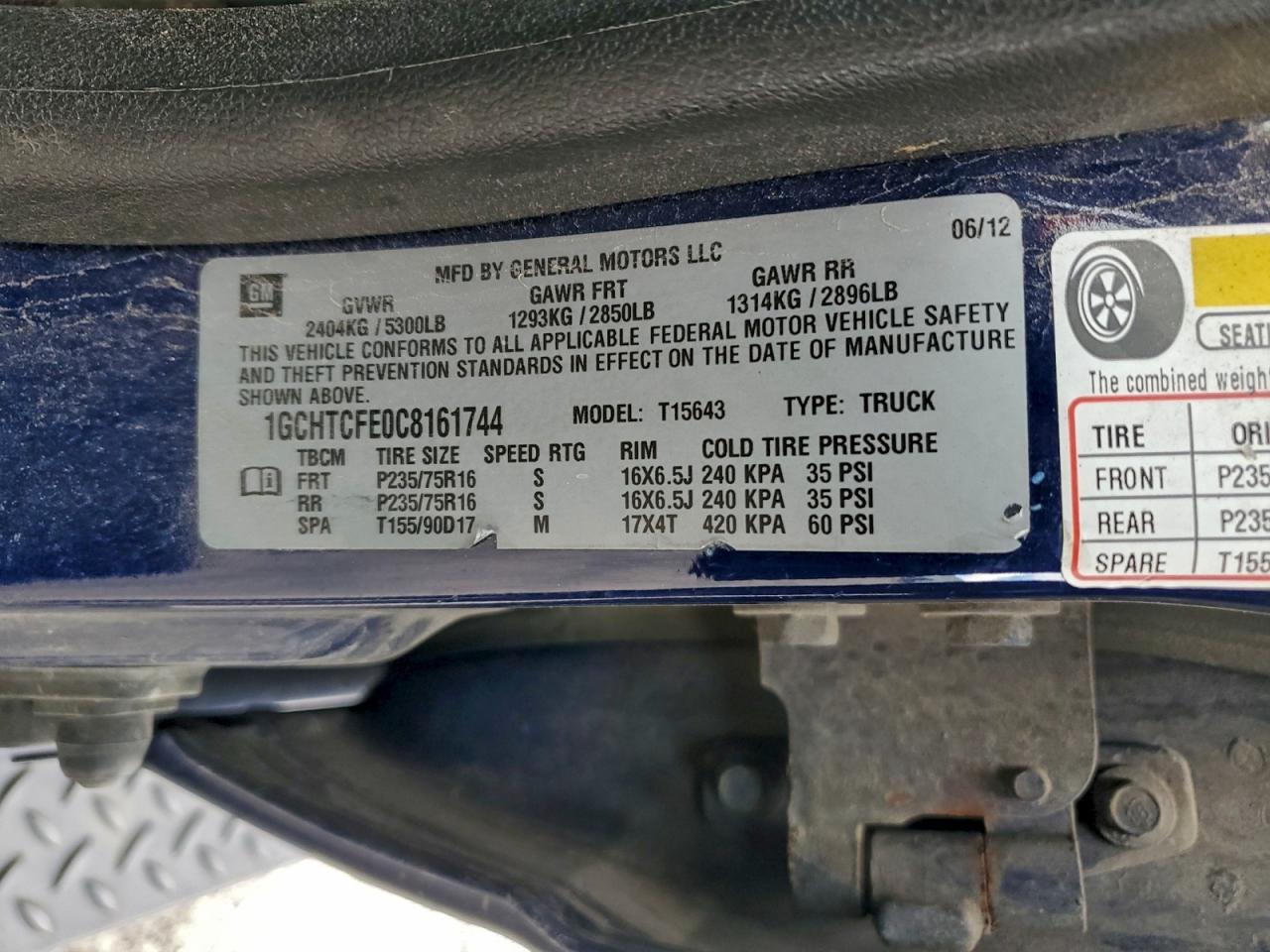 2012 Chevrolet Colorado Lt VIN: 1GCHTCFE0C8161744 Lot: 94096975